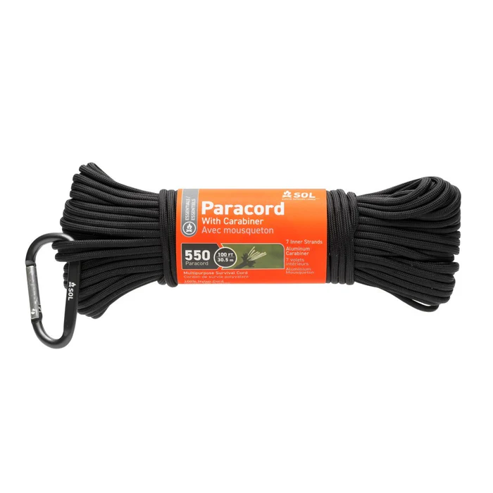 SOL 550 PARACORD 100 FT WITH CARABINER