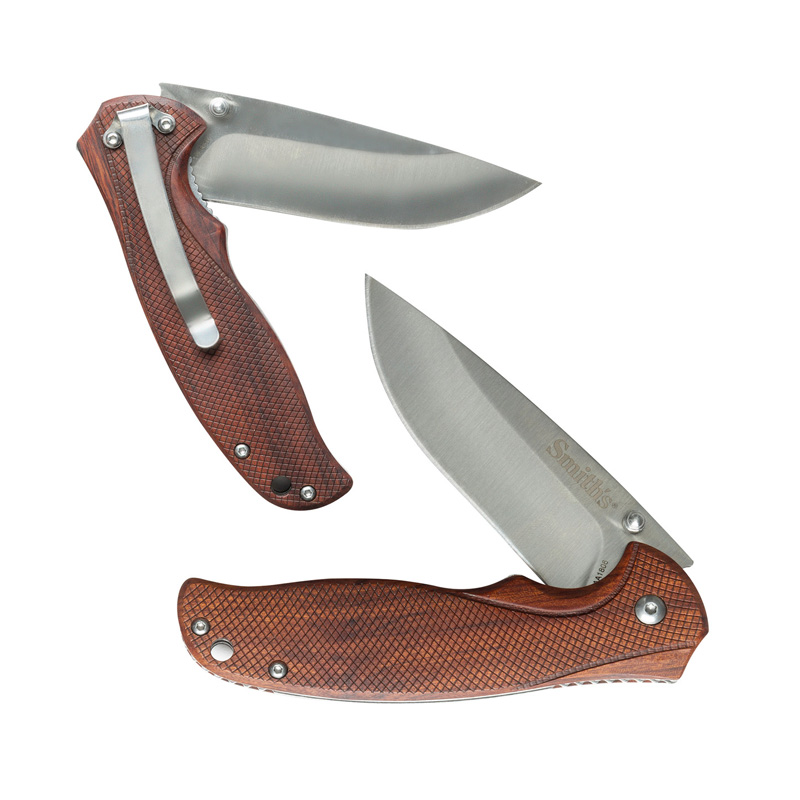 SMITH'S ADAHA 3.4" BLADE WOODEN HANDLE FOLDING KNIFE