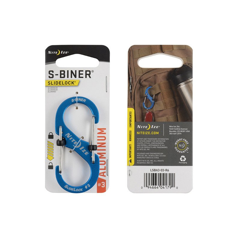 NITE IZE S-BINER SLIDELOCK ALUMINUM #3 - BLUE